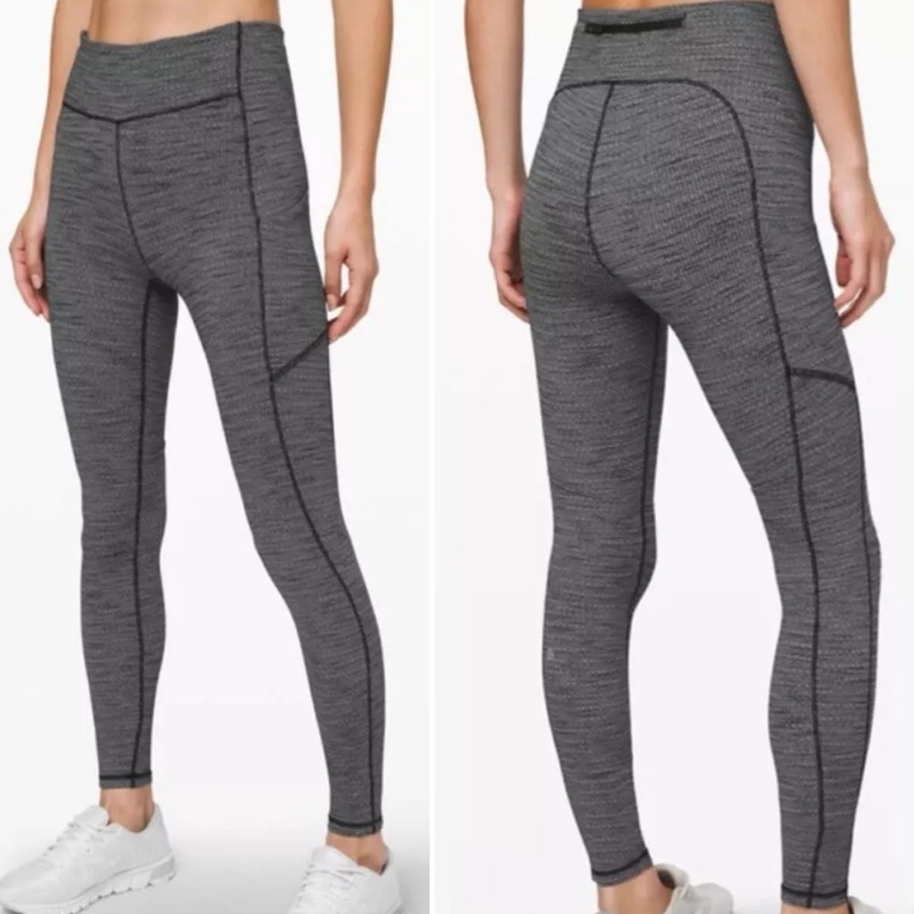 Lululemon Speed Up MR Tight 28" Full-On Luxtreme Gray/Black Herringbone Size 2